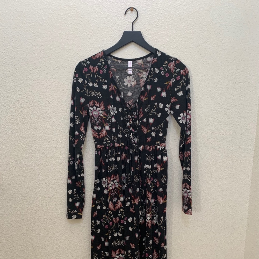 Xhilaration Midi Flora Lace Front Dress
